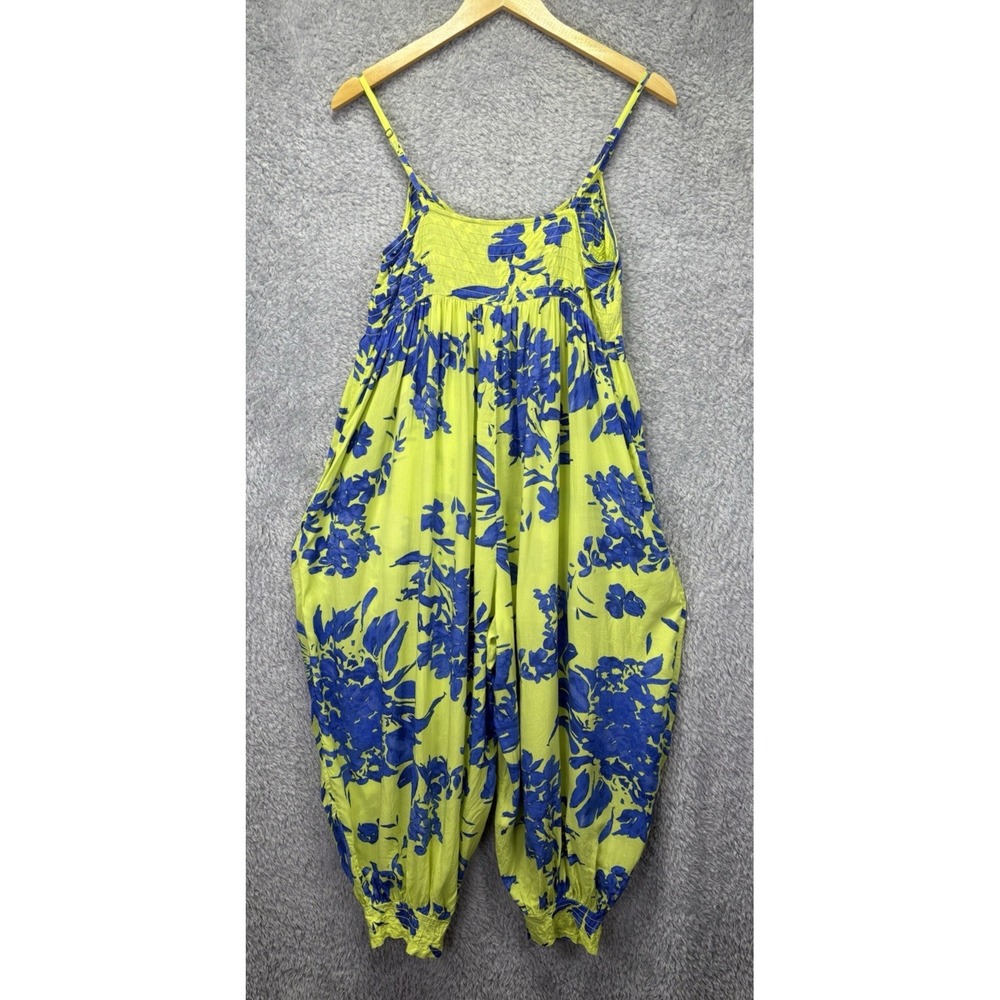 Anthropologie Vega Lounge Jumpsuit Women's XSP Blue Green Tropical Boho Casual - Picture 6 of 14